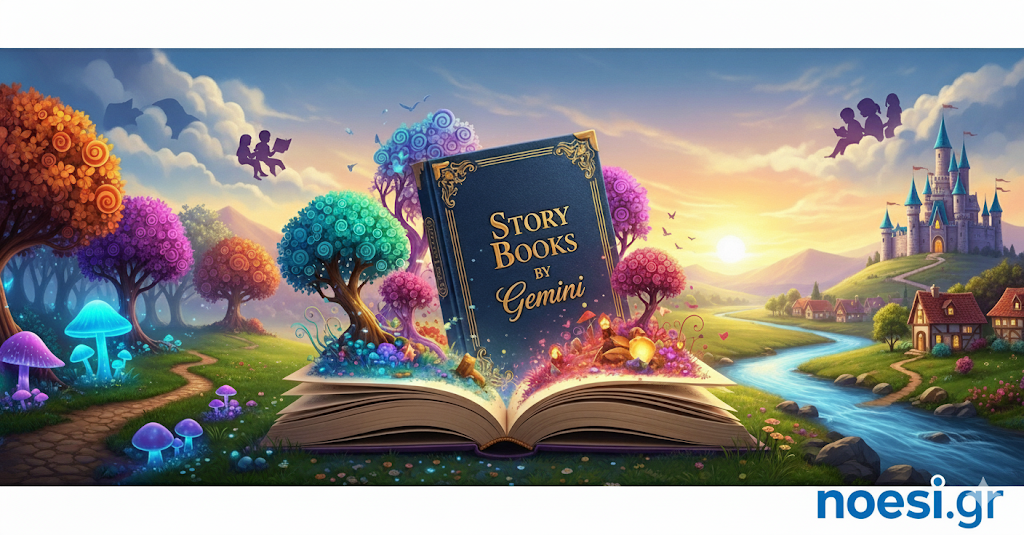 Αφίσα για το Σεμινάριο Δημιουργίας Κοινωνικών / Μικρών Ιστοριών με ΑΙ από το NOESI.GR.