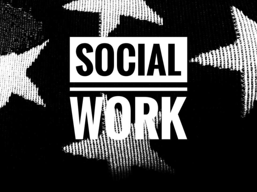 Εικαστικό που αναφέρει τις λέξεις Social Work (Κοινωνική Εργασία).
