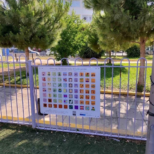 Εικόνα από τον πίνακα εναλλακτικής επικοινωνίας σε παιδική χαρά.